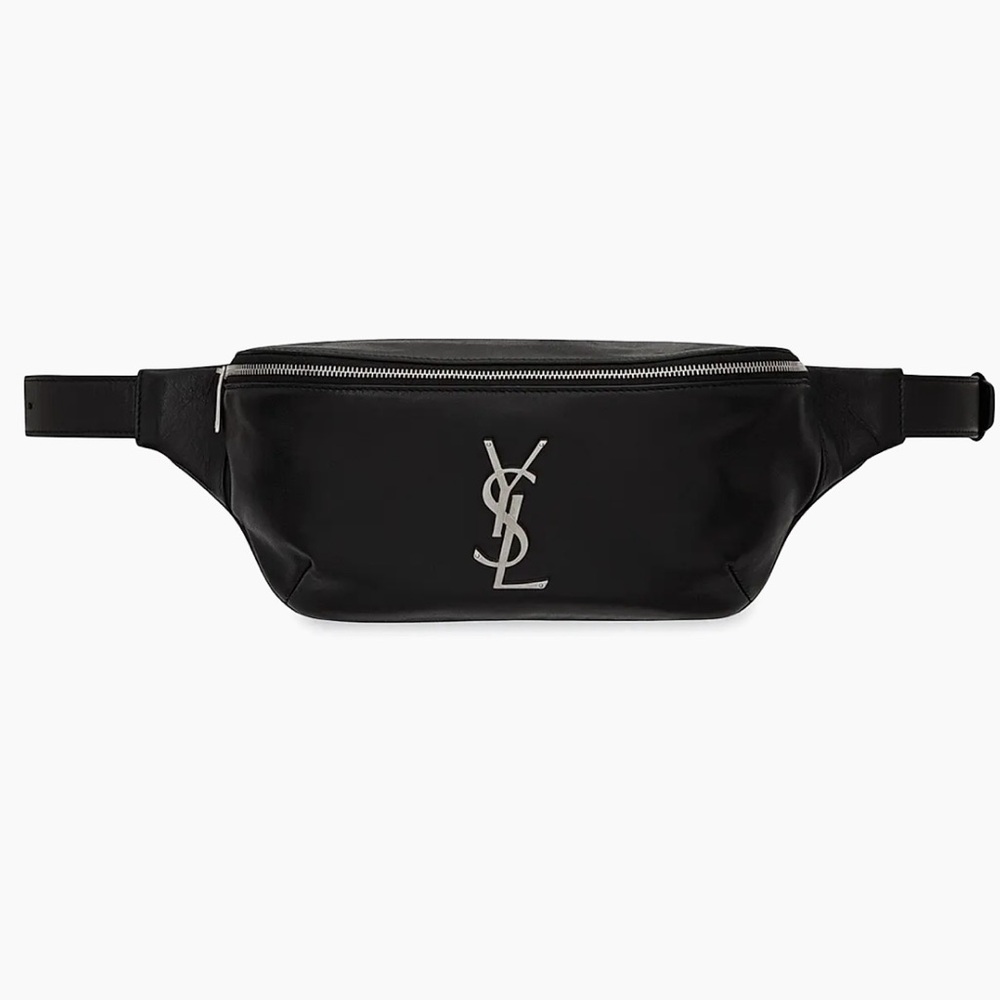Yves Saint Laurent Cassandre Black Leather Belt Bag